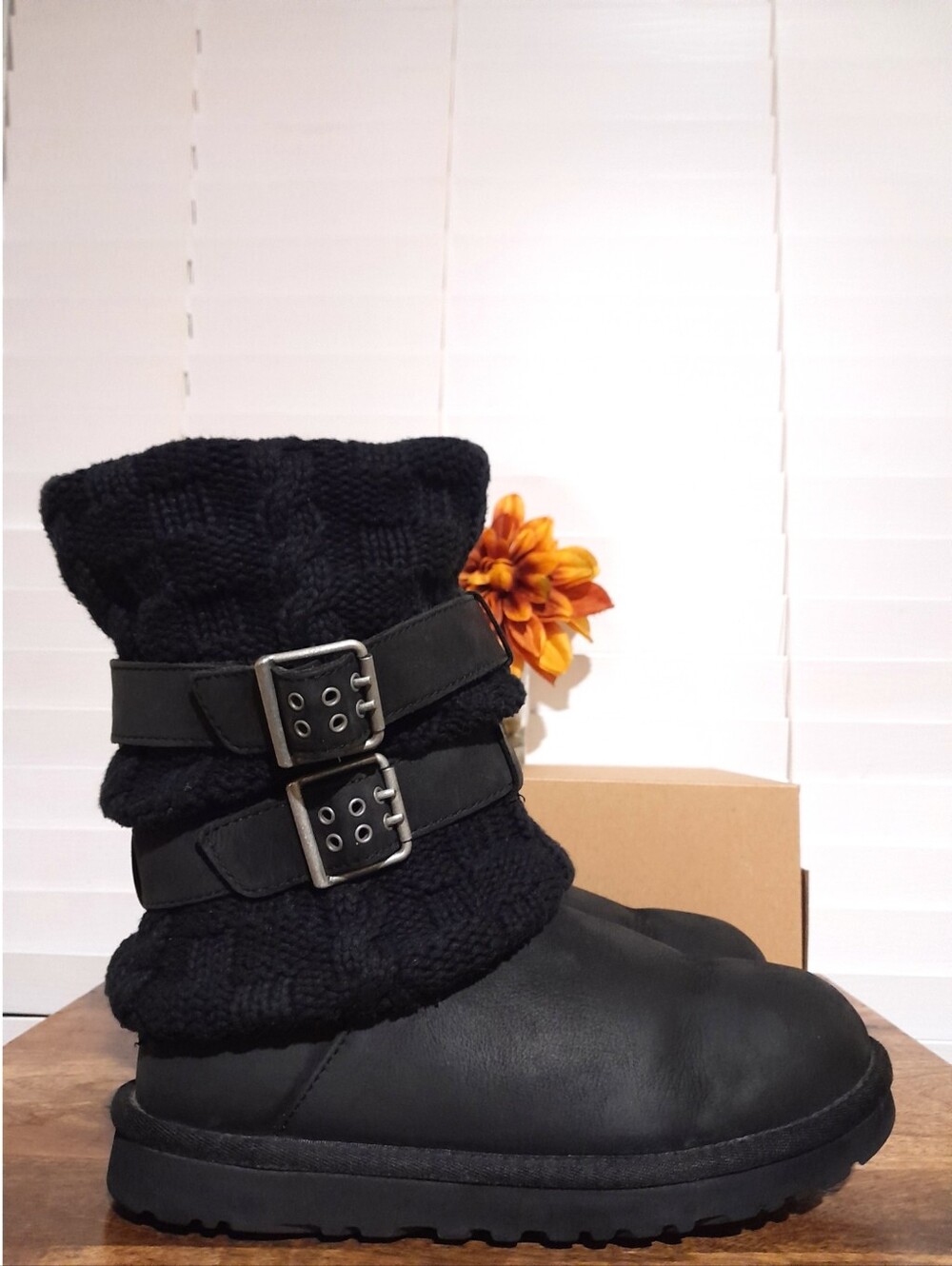 UGG Cassidee Tall Boot Black Adjustable Buckles sz 7 women's